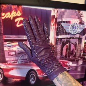 Purple Leather Gloves